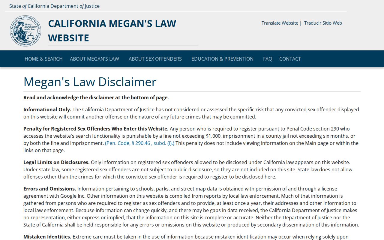 Elk Grove neighbors California Megan's Law official registry